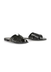 Black women's flip-flops with braid BUTYD-0904D-99(W26), diagonal product view on a white background.