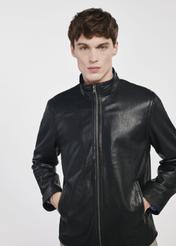 Men's black leather jacket KURMS-0355-5624(W25)-04