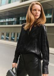 Black women's shirt with animal motif KOSDT-0174-51(Z25)