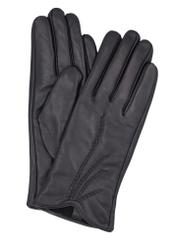 Black women's leather gloves REKDS-0106-99(Z26) - product view from above, on a white background.