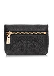Black small leather women's wallet PORES-0895G-99(Z25), product view from the back on white background.