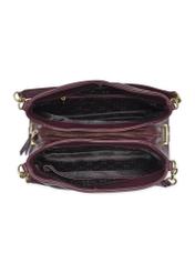 Burgundy leather women's shopper bag TORES-0636-4D(Z26), product view inside on white background.