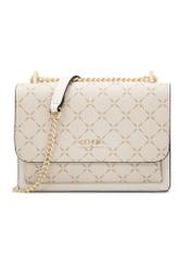 Cream women's messenger bag with monogram TOREC-1156-0P(W26), front product view on white background.
