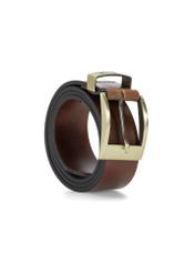 Men's brown leather belt PASMS-0127-1I(W26), diagonal product view on white background.