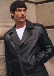 Men's leather biker jacket KURMS-0395-99(W26)