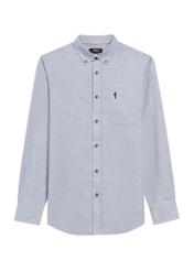 Blue cotton men's shirt KOSMT-0299A-62(Z25), front product view on white background.