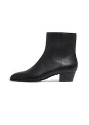 Black leather women's ankle boots BUTYD-1303-99(Z26), side view of the product on a white background.
