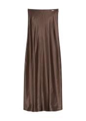 Chocolate long women's skirt SPCDT-0117-90(Z25), front product view on white background.