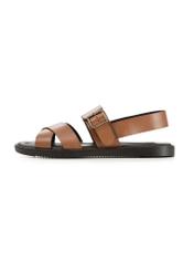Men's leather sandals in cognac color BUTYM-0537-1F(W26), side view of the product on a white background.