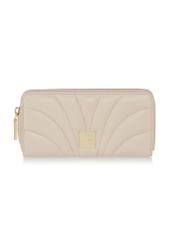 Large cream women's wallet with stitching PORES-0800B-12(W23)-01