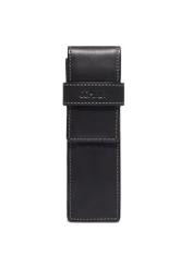 Black leather pen case PORMS-0705-99(Z26), front product view on white background.