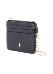 Black small leather women's wallet PORES-1013R-9I(Z26), diagonal product view on white background.
