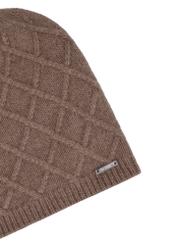 Women's cashmere hat in dark beige CZADT-0231-1K(Z26), close-up of the product detail on a white background.
