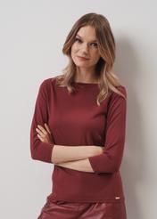 Women's maroon basic blouse LSLDT-0041-49(Z23)-01