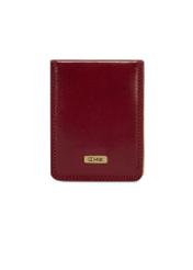 Burgundy leather business card case PL-101-41(KS), front product view on white background.