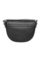 Women's black leather messenger bag TORES-1346-9I(Z26), back view of the product on a white background.