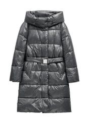 Black women's winter jacket KURDT-0663-99(Z26) - front product view, on white background.