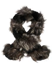 Black women's fur scarf SZADF-0025-99(Z25), product view from the front on a white background.