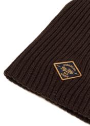 Brown men's winter hat CZAMT-0011-1I(Z26), close-up of the product detail on a white background.