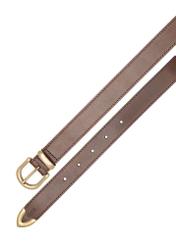 Women's brown leather belt PASDS-0340-1I(W26), product view from above on white background.