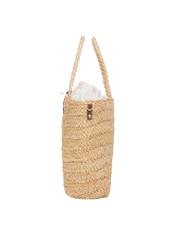 Women's straw shopper bag TOREC-0939-1E(W26), side product view on white background.