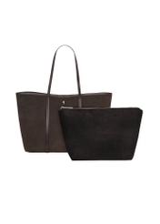 Large dark brown leather women's handbag TORES-1397-1I(Z26), product view with cosmetic bag on white background.