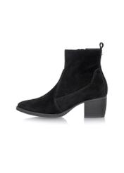 Women's leather ankle boots with heels BUTYD-1005A-98(Z25), side view of the product on a white background.