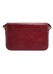 Women's burgundy leather messenger bag TORES-1245-4C(W26) - product view from the back, on a white background.