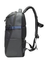Black men's travel backpack TORMN-0392-9J(W26), side product view on white background.