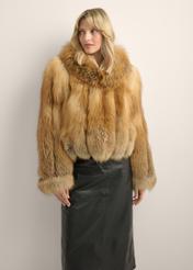 Women's natural fur coat in red color FUTDF-0110-3D(Z26)