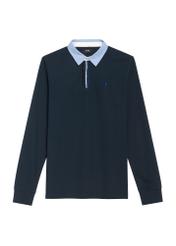 Men's navy blue longsleeve with collar LSLMT-0009-68(Z25) - front product view on white background.