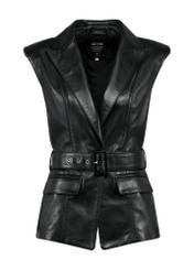 Women's leather black vest KAMDS-0007-2866(W25)-05
