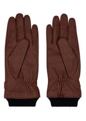 Men's camel leather gloves with wool lining REKMS-0091-1D(Z26), rear view of the product on a white background.