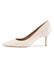Cream leather women's pumps BUTYD-1031A-0B(W26), side product view on white background.