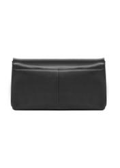 Women's black leather messenger bag TORES-1438-99(Z26). Back view on a white background.