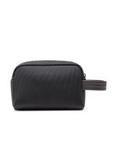 Black and brown men's cosmetic bag TORMN-0379-9J(Z26)), product view from the back on a white background.