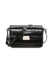 Elegant black croco women's handbag TOREC-1251-9G(Z26) - front product view, on a white background.