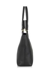 Black imitation leather shopper bag TOREC-0871-99(W24)-03