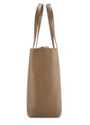 Dark brown leather women's shopper bag TORES-0971 F-1K(W26) - side product view, on white background.