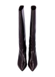 Women's leather boots in burgundy color BUTYD-1339-4E(Z26), product view from the front on a white background.