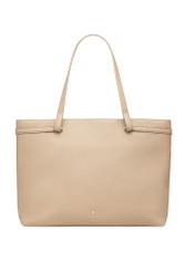 Beige leather women's shoulder shopper bag TORES-1357-1B(Z26) - front product view, on white background.