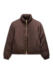 Dark brown reversible women's jacket KURDT-0693-1I(Z26) - front product view, on white background.