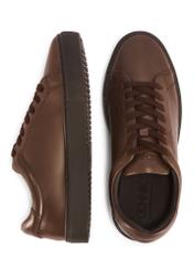 Brown leather sports shoes BUTYM-0503-89(Z25) - top and side product view on white background.