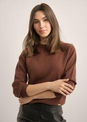 Brown women's cashmere and wool sweater SWEDT-0251A-1H(Z26)