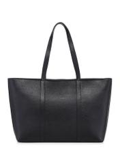 Black leather shopper bag TORES-1273-9I(W26) - product view from the back on a white background.