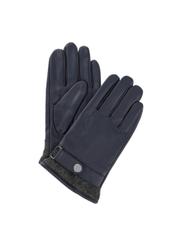 Men's navy blue leather gloves REKMS-0005-69(Z24)-01