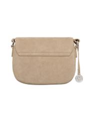 Small women's suede handbag in cool beige TORES-1405-1K(Z26). Back view on a white background.