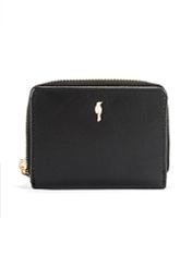 Small women's wallet black leather PORES-0815A-99(Z25), product view from the front on a white background.