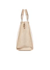 Light beige cotton women's handbag TOREN-0332-1B(W26), side product view on white background.