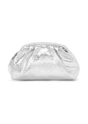 Silver leather women's handbag TORES-1175-92(Z25), product view from the back on a white background.